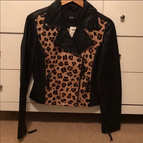 🐆ASOS 💯 leather & leopard fur jacket - Picture 2 of 5